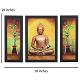 गैलरी व्यूवर में इमेज लोड करें, JaipurCrafts Modern Art Set of 3 Large Framed UV Digital Reprint Painting (Wood, Synthetic, 36 cm x 61 cm)