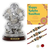 गैलरी व्यूवर में इमेज लोड करें, Webelkart Premium Combo of Rakhi Gift for Brother and Bhabhi and Kids with Silver Plated Lord Ganesha Idol, Rakshabandhan Gifts for Bhai Sister - Fancy Rakhi with Silver Plated Lord Ganesha Idol