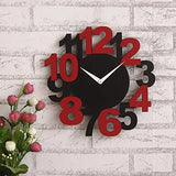 गैलरी व्यूवर में इमेज लोड करें, Webelkart New and Improved Stylish Beautiful Big Numbers Round Wood Wall Clock (30 cm x 30 cm x 2.8 cm, Black, Red)- Without Glass