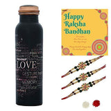 Load image into Gallery viewer, Webelkart Premium Combo of Rakhi Gift for Brother and Bhabhi and Kids with Designer Printed Water Bottle, Rakshabandhan Gifts for Bhai Sister - Fancy Rakhi with Designer Printed Copper Water Bottle