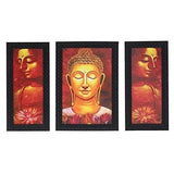 गैलरी व्यूवर में इमेज लोड करें, JaipurCrafts Lord Ganesha Set of 3 Large Framed UV Digital Reprint Painting (Wood, Synthetic, 36 cm x 61 cm) Buddha 2