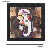गैलरी व्यूवर में इमेज लोड करें, JaipurCrafts Lord Ganesha Framed UV Digital Reprint Painting (Wood, Synthetic, 30 cm x 30 cm)