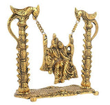 Load image into Gallery viewer, JaipurCrafts Premium Spiritual Metal Radha-Krishna Jhula Idol (18 cm x 18 cm x 9 cm, Golden)