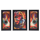 Load image into Gallery viewer, JaipurCrafts Lord Ganesha Set of 3 Large Framed UV Digital Reprint Painting (Wood, Synthetic, 36 cm x 61 cm) WaterFall