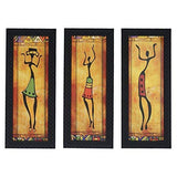 Load image into Gallery viewer, JaipurCrafts Trible Lady Set of 3 Large Framed UV Digital Reprint Painting (Wood, Synthetic, 41 cm x 53 cm)