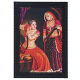 Load image into Gallery viewer, JaipurCrafts Rajasthani Lady Large Framed UV Digital Reprint Painting (Wood, Synthetic, 23 cm x 33 cm)