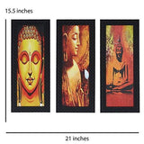 गैलरी व्यूवर में इमेज लोड करें, JaipurCrafts Gautam Buddha Set of 3 Large Framed UV Digital Reprint Painting (Wood, Synthetic, 41 cm x 53 cm)