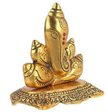 गैलरी व्यूवर में इमेज लोड करें, Webelkart Premium Spiritual Lord Ganesha with Om Statue Sitting On Chowki Figurine of Lord Ganesh, White Metal Statue,Valuable Collectible feng Shui Gifts- 5.00 in