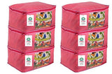Load image into Gallery viewer, JaipurCrafts 6 Pieces Non Woven Saree Cover Set, Pink (45 x 30 x 20 cm)