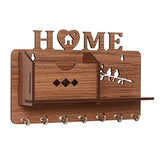 Load image into Gallery viewer, Webelkart Designer Home Side Shelf-Brown Wall Shelves Wooden Shelf, Keyholder (with 7 Keys Hooks)