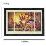 Load image into Gallery viewer, JaipurCrafts Gautam Buddha Large Framed UV Digital Reprint Painting (Wood, Synthetic, 36 cm x 51 cm)