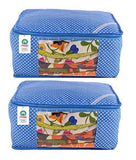 Load image into Gallery viewer, JaipurCrafts Quilted Polka Dots Cotton Saree Cover Set/Saree Storage Bag, (40 x 30 x 20 cm)-Pack of 2 (Cotton-Blue)