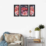 गैलरी व्यूवर में इमेज लोड करें, JaipurCrafts Flower Set of 3 Large Framed UV Digital Reprint Painting (Wood, Synthetic, 36 cm x 61 cm)
