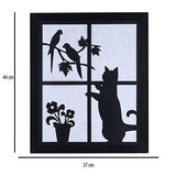 Load image into Gallery viewer, JaipurCrafts Wood Cat And Birds Designer Wall Art (Black, Silver, 44 Cm x 37 Cm)
