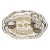 Load image into Gallery viewer, JaipurCrafts Steel Puja Thali Set (Silver_8 Inch X 8 Inch X 1 Inch)