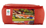 Load image into Gallery viewer, JaipurCrafts 9 Pieces Quilted Polka Dots Cotton Saree Cover Set, Red (45 x 30 x 20 cm)