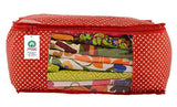 Load image into Gallery viewer, JaipurCrafts Quilted Polka Dots Cotton Saree Cover Set/Saree Storage Bag, (40 x 30 x 20 cm)-Pack of 2 (Cotton-Red)