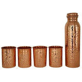 Load image into Gallery viewer, JaipurCrafts Hammer Pure Copper Bottle with Four Tumbler Glass -1000 ml for Good Health Yoga, Ayurveda Benefits