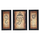 Load image into Gallery viewer, JaipurCrafts Lord Ganesha Set of 3 Large Framed UV Digital Reprint Painting (Wood, Synthetic, 36 cm x 61 cm)