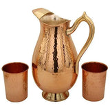 गैलरी व्यूवर में इमेज लोड करें, JaipurCrafts Pure Copper Mughlai Jug with Two Tumbler Glass (JaipurCrafts02125)