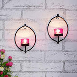 Load image into Gallery viewer, Webelkart Set of 2 Decorative Golden Eye Wall Sconce/Candle Holder with Red Glass and Free T-Light Candles (Design 3)