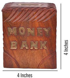 गैलरी व्यूवर में इमेज लोड करें, JaipurCrafts Beautiful Carved Wooden Money Bank(4 Inches)