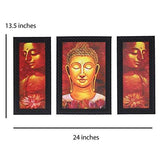 Load image into Gallery viewer, JaipurCrafts Buddha Set of 3 Large Framed UV Digital Reprint Painting (Wood, Synthetic, 36 cm x 61 cm)