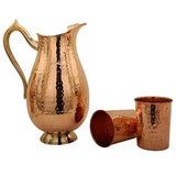 गैलरी व्यूवर में इमेज लोड करें, JaipurCrafts Pure Copper Mughlai Jug with Two Tumbler Glass (JaipurCrafts02125)