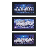 गैलरी व्यूवर में इमेज लोड करें, JaipurCrafts Running Horses Set of 3 Large Framed UV Digital Reprint Painting (Wood, Synthetic, 33 cm x 61 cm)