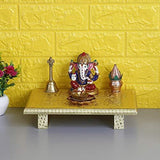 Load image into Gallery viewer, JaipurCrafts Wooden Brass Fitted Golden Rajwadi Chowki/Patla -10&quot;x15&quot;x3&quot; Inch