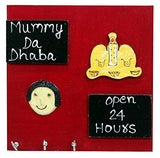 Load image into Gallery viewer, JaipurCrafts Beautiful Mummy Da Dhaba Wooden Key Holder | for Kitchen Decor | for Home Decor (3 Hooks, 7 in x 7 in)