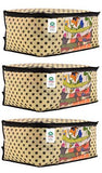 Load image into Gallery viewer, JaipurCrafts 3 Pieces Polka Dots Non Woven Saree Cover Set, Cream (45 x 35 x 21 cm)