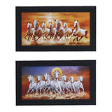 Load image into Gallery viewer, JaipurCrafts Running Horses Set of 2 Large Framed UV Digital Reprint Painting (Wood, Synthetic, 38 cm x 33 cm)