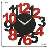 Load image into Gallery viewer, Webelkart New and Improved Stylish Beautiful Big Numbers Round Wood Wall Clock (30 cm x 30 cm x 2.8 cm, Black, Red)- Without Glass
