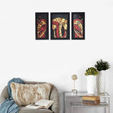 Load image into Gallery viewer, JaipurCrafts Lord Ganesha &amp; Riddhi-Siddhi Set of 3 Large Framed UV Digital Reprint Painting (Wood, Synthetic, 36 cm x 61 cm)
