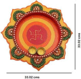 Load image into Gallery viewer, JaipurCrafts Decorative Kundan Studded Star Wooden Pooja &amp; Thali Set (1 Pieces, Multicolor)