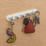 Load image into Gallery viewer, JaipurCrafts Aluminium and ABS Decorative 6 Pin White Finish Key Holder (H 2.50 x W 20.00 x D 3.00 cm)