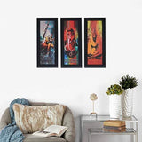 गैलरी व्यूवर में इमेज लोड करें, JaipurCrafts Radha Krishna, Lord Ganesha &amp; Gautam Buddha Set of 3 Large Framed UV Digital Reprint Painting (Wood, Synthetic, 41 cm x 53 cm)