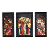 गैलरी व्यूवर में इमेज लोड करें, JaipurCrafts Lord Ganesha &amp; Riddhi-Siddhi Set of 3 Large Framed UV Digital Reprint Painting (Wood, Synthetic, 36 cm x 61 cm)