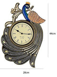 गैलरी व्यूवर में इमेज लोड करें, JaipurCrafts Decorative Antique Wooden Single Peacock Wall Clock