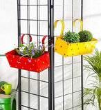 Load image into Gallery viewer, JaipurCrafts Polka Dotted Square Railing Planter, Set of 5 (Magenta, Purple, Green, Red, Yellow)