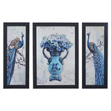 गैलरी व्यूवर में इमेज लोड करें, JaipurCrafts Flower Set of 3 Large Framed UV Digital Reprint Painting (Wood, Synthetic, 36 cm x 61 cm)