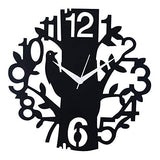 गैलरी व्यूवर में इमेज लोड करें, JaipurCrafts Designer Tree and Bird Round Wood Wall Clock (Black)