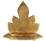 गैलरी व्यूवर में इमेज लोड करें, JaipurCrafts Premium Spiritual Lord Ganesha with Om Statue Sitting On Chowki Figurine of Lord Ganesh, White Metal Statue,Valuable Collectible feng Shui Gifts- 5.00 in