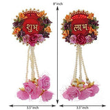 Load image into Gallery viewer, Webelkart Premium Designer Shubh Labh Wall Hanging for Wall, Door, Diwali Decor- Pack of 2 (8.00&quot; x 3.50&quot;)