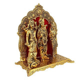 गैलरी व्यूवर में इमेज लोड करें, JaipurCrafts Aluminium Lord Ram Darbar Idol, 9.50 IN, Gold, 1 Piece