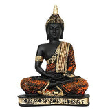 Load image into Gallery viewer, WebelKart Premium Meditating Sitting Buddha Idol Statue Showpiece; 10 Inch; Orange and Black
