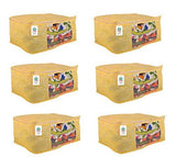 Load image into Gallery viewer, JaipurCrafts 6 Pieces Golden Print Non Woven Saree Cover Set, Gold (40 x 30 x 20 cm)