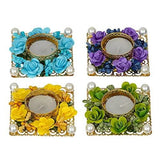 Load image into Gallery viewer, Webelkart Premium Set of 4 Tealight Candle Holder for Home Decor, Mosaic Glass, Balcony Decoration Items Outdoor, Balcony Decor,Candle Stand,Flowers ( Pack of 4 , 3.5 Inches) Brand: Webelkart