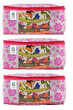 गैलरी व्यूवर में इमेज लोड करें, JaipurCrafts 3 Pieces Premium Flowers Print Non Woven Saree Cover Set, Pink (45 x 35 x 21 cm),Large
